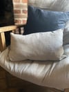 Natural linen cushion with leaf embroidery 
