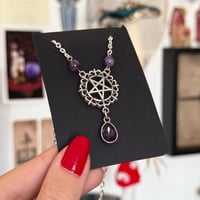 Image 2 of Amethyst & Glass Pentacle Necklace
