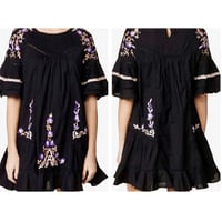 Image 5 of Free People Black Cotton Embroidered Pavlo Dress - Size M  