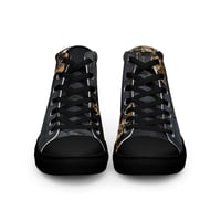 Image 10 of Gold and Black Tattered Texture Look Goth Inspired Women’s high top canvas shoes