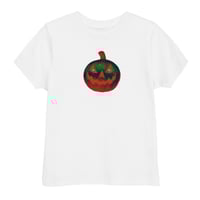 Image 2 of Toddler Jersey T-shirt - Jack O Lantern Retro Orange Glow