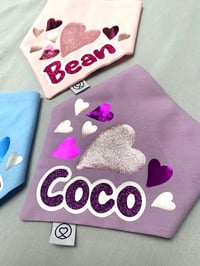 Image 2 of Hearts Personalised Valentines Handmade Pet Bandana