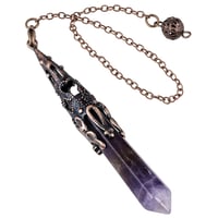 Image 2 of Reiki Natural Stone Crystals Pendulum for Divination  Amethysts Black Obsidian Pendant Healing Point