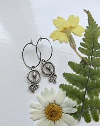 Image 2 of Silver Snake Hoops 