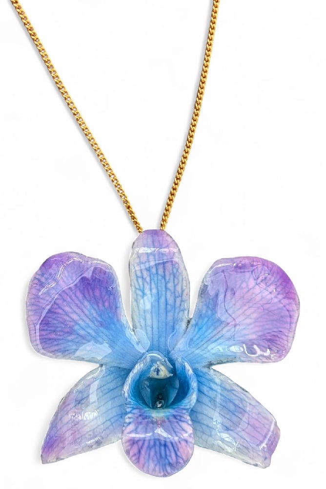 Image of Dendrobium Orchid Pendant (Blues & Grey)