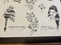 Image 3 of used Malone 1987 Tattoo Flash Sheet- Ed Hardy design