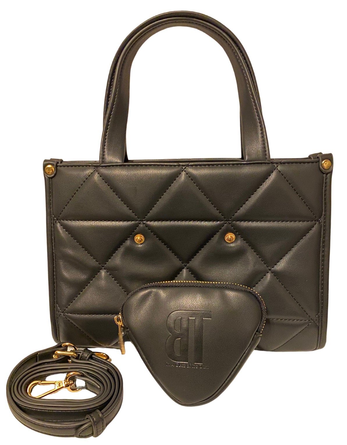 Triangle bag＆ポーチset／black leather Black Triangle Tote & Pouch | Bourgeoisie Things