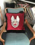 Blood Red Velvet Bat Embroidery Cushion Cover Image 2