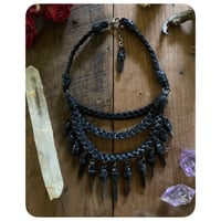 Image 3 of The Eathelyn Necklace - Smokey Quartz and Black Leather