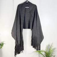 Image 2 of FREE PEOPLE dark gray charcoal/purple oversize convertible scarf shawl