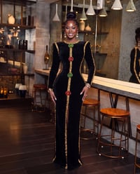 Image 2 of Verna Long embellished velvet dress