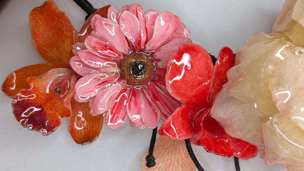 Image of OOAK Hibiscus, Rose & Orchid Necklace