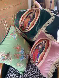 Image 12 of Western green cowboy cushion cover with black piping