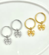 Image 2 of "Petite" Bow Huggie Earrings