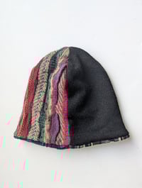 Image 4 of Upcycled Reversible Beanie Navy Blue x Coogi