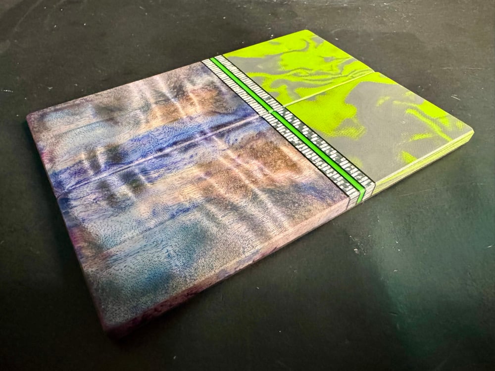 Image of Burl G10 & Curly Cottonwood GLOW Segmented Knife Scales