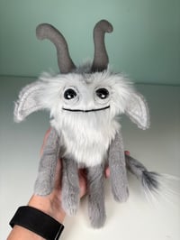 Image 3 of Weighted Happy Monster w/ Tail -  Silver Gray