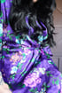 Purple 90s floral Satin robe Image 3