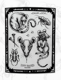 Image 1 of Rats Flash Sheet (black and grey) 