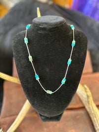 Image 1 of 18"- Liquid Silver-Kingman Turquoise Necklace 