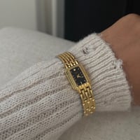 Image 7 of Vintage Pulsar By SEIKO Gold Tone Black Rectangular Dial 