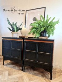 Image 4 of Pair of Nathan Bedside Tables / Cabinets in Black