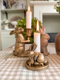 Image 1 of SALE!Antique Brass Bunny Candle Holders (2 styles)