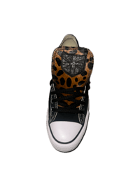 Image 2 of BLACK LEATHER SHIELD LEOPARD LOW TOP CHUCKS 