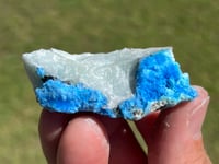 Image 17 of Cyanotrichite On Green Fluorite Matrix Specimen | Guizhou China #2925