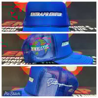 Image 4 of ENTRAPRENEUR® “Global Vision” Blue Trucker Hat