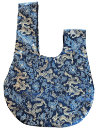 Image 2 of Chinese Dragon Blue Brocade Knot Bag