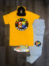 Yellow Short Sleeve T-Shirt and Grey Jogger set
