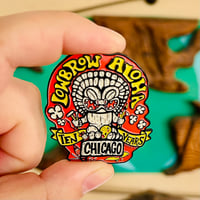 Image 3 of LOWBROW ALOHA 10th Anniversary Enamel Pin & Vinyl Sticker SET
