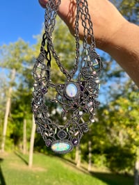 Image 2 of Opal, Amethyst & Iolite Micro Macrame Necklace 
