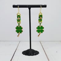 Image 2 of Gold Lucky Clover Earrings