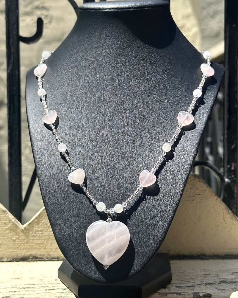 Image of rose quartz heart necklace