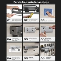 Image 10 of 60cm Wall-mounted Kitchen Organiser Shelf Spice Storage Rack Kitchen Knife Holder Wall 