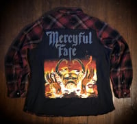 Upcycled “Mercyful Fate” t-shirt flannel 