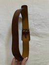 70s tooled leather abstract buckle belt 