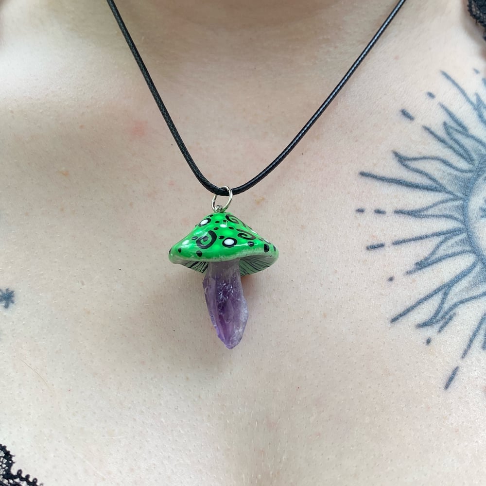 Image of green mushroom necklace 