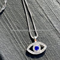 Image 1 of NEW* Silver Rhinestone Evil Eye Necklace 