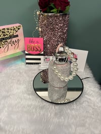 Image 1 of Blinged out wine tumbler with pearl handle