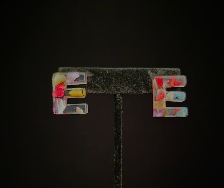 Image of "E" Initial Pierced Earrings 