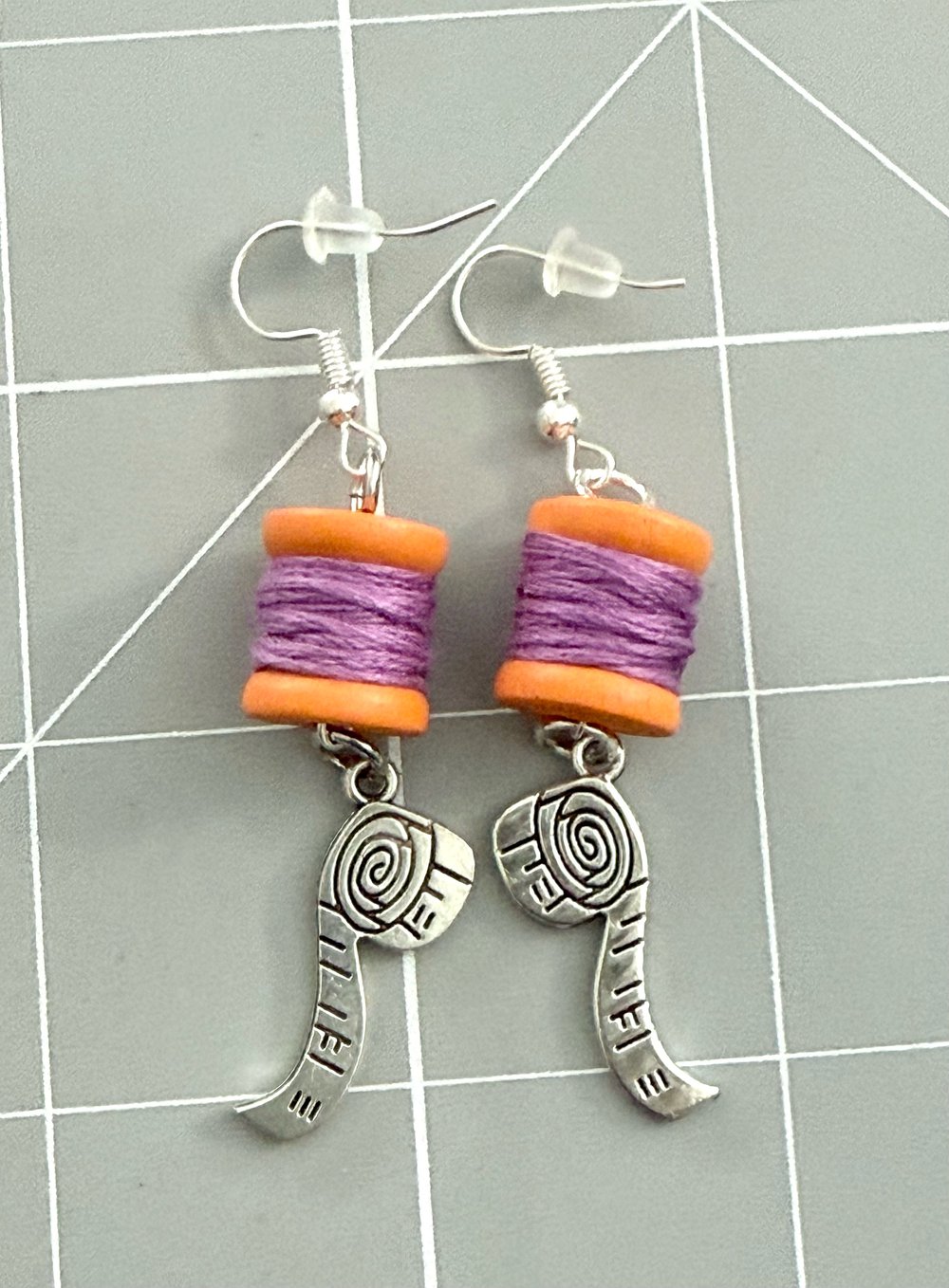 Image of Mini Thread Spool Tape Measure Earrings