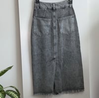Image 5 of FREE PEOPLE gray front button denim midi skirt