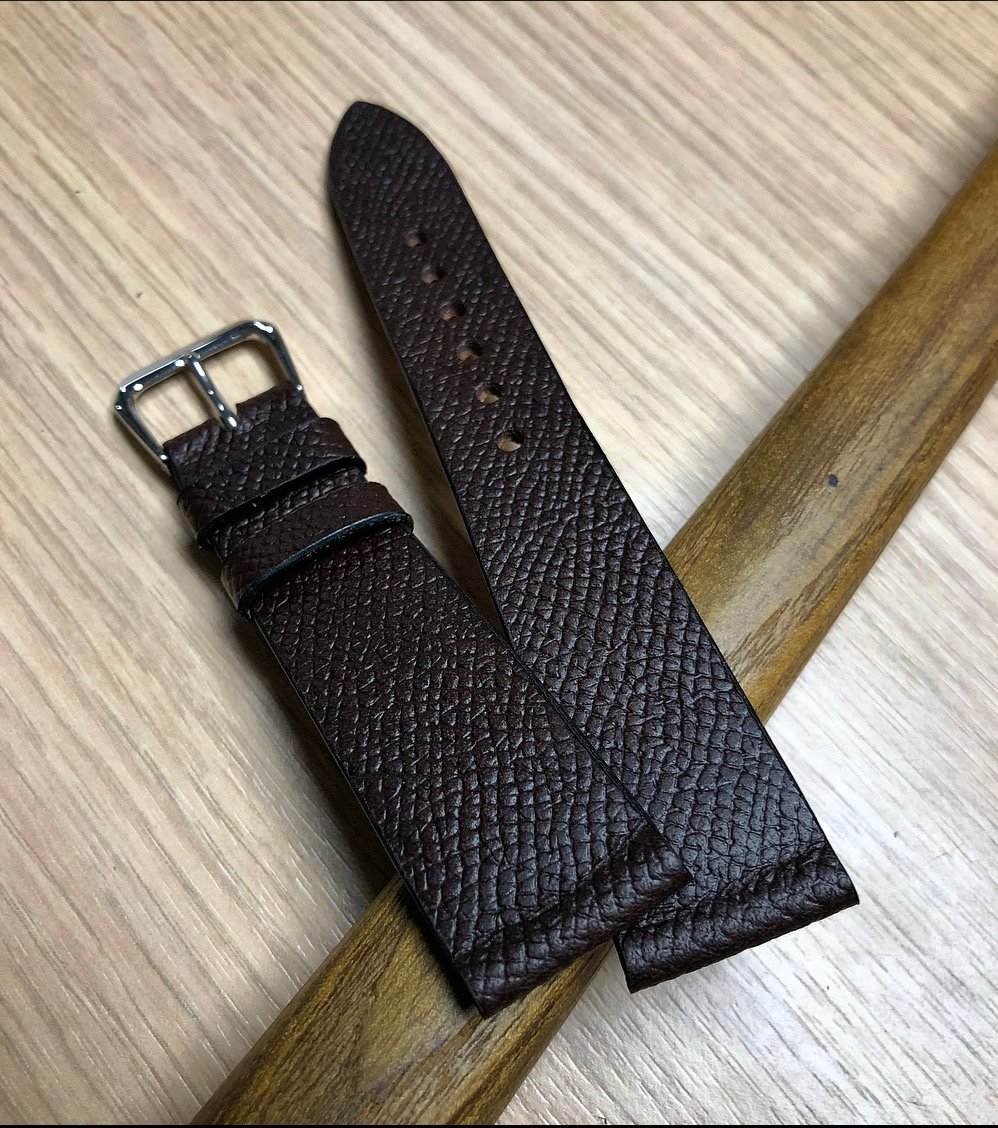 Image of Dark Brown French Grained Calfskin Watch Strap