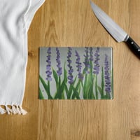 Image 2 of Glass  lavender print cutting board / decor tray