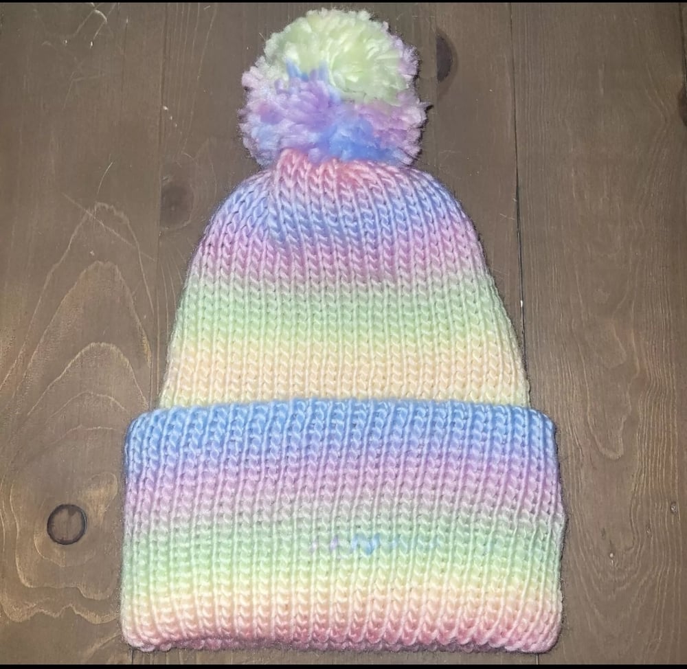 Image of Pastel rainbow beanie