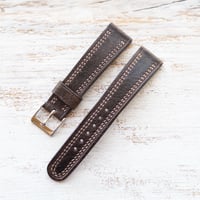 Image 2 of Dark Brown Chevre Strap With Double Stitch