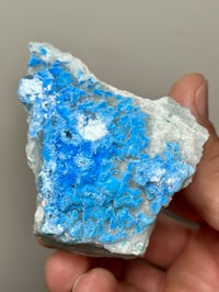 Image 10 of Rare Cyanotrichite On Green Fluorite Matrix Specimen | Guizhou China #2873